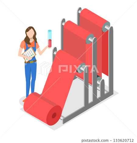 3D Isometric Flat Vector Illustration of Light Industry Factory , Textile Machinery Manufacture. Item 3 133620712