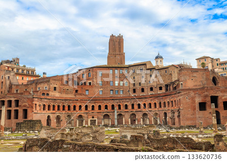 Trajan's Market (Mercati di Traiano) is a large complex of ruins in the city of Rome, Italy 133620736