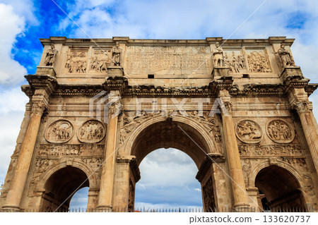 Arch of Constantine, famous landmark of Rome, Italy 133620737