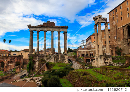 Ruins of the Roman Forum in Rome, Italy 133620742
