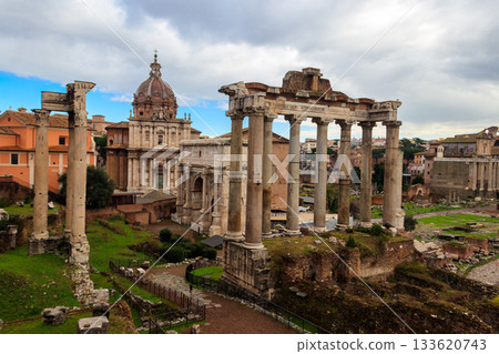 Ruins of the Roman Forum in Rome, Italy 133620743