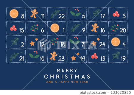 advent calendar 24 different motifs vector illustration advent calendar 24 different motifs vector illustration 133620830