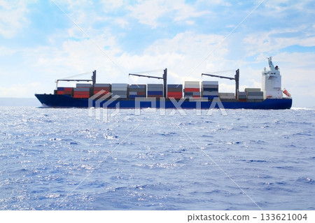 sea cargo merchant ship sailing blue ocean sea cargo merchant ship sailing blue ocean 133621004