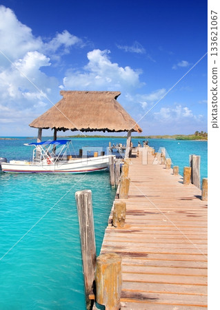 Contoy island Mexico wood pier nature reserve Contoy island Mexico wood pier nature reserve 133621067