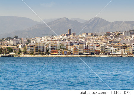 Alicante Javea village view from mediterranean sea Alicante Javea village view from mediterranean sea 133621074