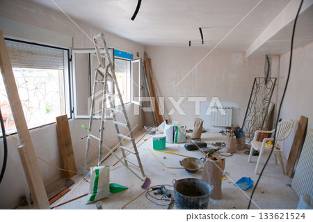 House indoor improvements in a messy room construction House indoor improvements in a messy room construction 133621524