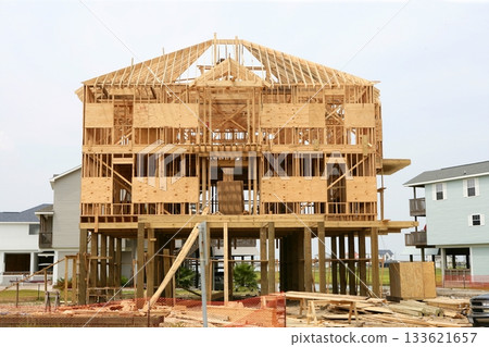 Wood house contruction, american wooden structure 133621657