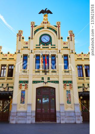 Valencia railway North station facade Spain Valencia railway North station facade Spain 133621658