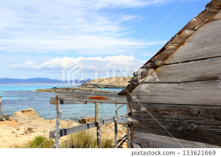 Formentera wooden boat traditional houses 133621669