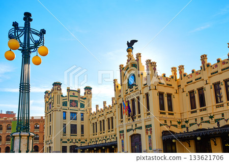 Valencia railway North station facade Spain 133621706