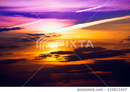 Ibiza sunset from Cala Conta Comte orange sky 133621847