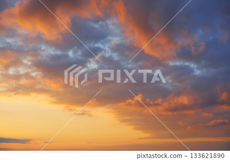 Sunset sky clouds orange and blue Sunset sky clouds orange and blue 133621890