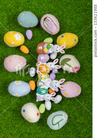 Easter decorations with Easter eggs Easter decorations with Easter eggs 133621988