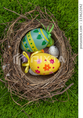 Easter eggs and a bird's nest Easter eggs and a bird's nest 133622042