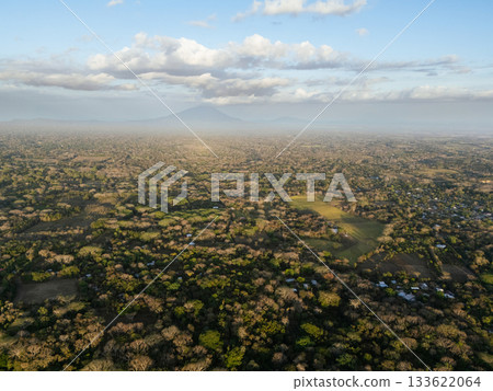 Green tropical valley with mombacho volcano Green tropical valley with mombacho volcano 133622064
