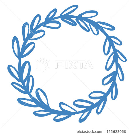Simple winter wreath illustration featuring looping leafy branches arranged in a soft circular shape perfect for holiday cards cozy invitations or seasonal decorations Simple winter wreath illustration featuring looping leafy branches arranged in a soft circular shape perfect for holiday cards cozy invitations or seasonal decorations 133622068