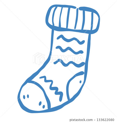 A cute winter stocking illustration with simple decorative patterns ideal for holiday cards gift tags cozy winter crafts scrapbook pages and cheerful seasonal design collections A cute winter stocking illustration with simple decorative patterns ideal for holiday cards gift tags cozy winter crafts scrapbook pages and cheerful seasonal design collections 133622080