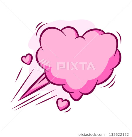 Valentine cartoon cloud heart. Romantic speech bubble in comic style. Love greeting card. Valentine cartoon cloud heart. Romantic speech bubble in comic style. Love greeting card. 133622122