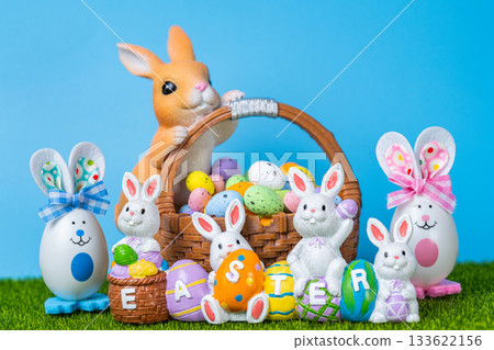 beautiful Easter decoration of bunnies beautiful Easter decoration of bunnies 133622156