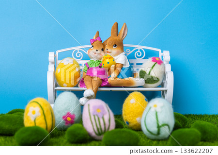 beautiful Easter decoration of bunnies beautiful Easter decoration of bunnies 133622207