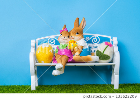 beautiful Easter decoration of bunnies beautiful Easter decoration of bunnies 133622209