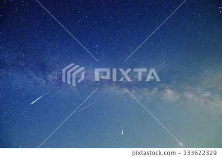 流星雨與銀河（合成圖） 133622329
