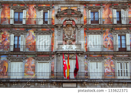 Madrid Plaza Mayor typical square in Spain 133622371