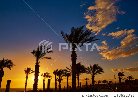 Almeria Cabo de Gata sunset in Retamar beach Almeria Cabo de Gata sunset in Retamar beach 133622385