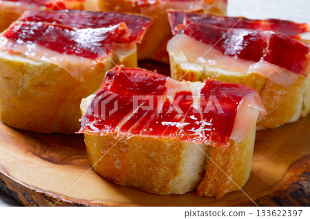 iberian ham from Spain tapas pinchos iberian ham from Spain tapas pinchos 133622397