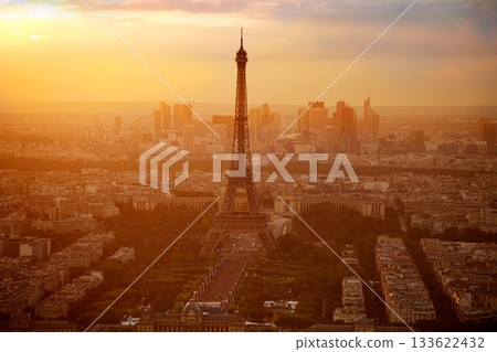 Eiffel Tower in Paris aerial sunset France Eiffel Tower in Paris aerial sunset France 133622432
