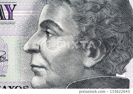 Damaso Antonio Larranaga a closeup portrait from Uruguayan money 133622643