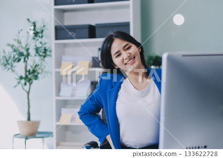 Asian women Aches from working She felt like relaxing Asian women Aches from working She felt like relaxing 133622728
