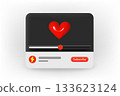 Online video player with heart. 3d Vector concept 133623124