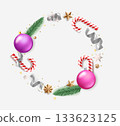 Christmas frame for greetings. 3d vector illustration 133623125