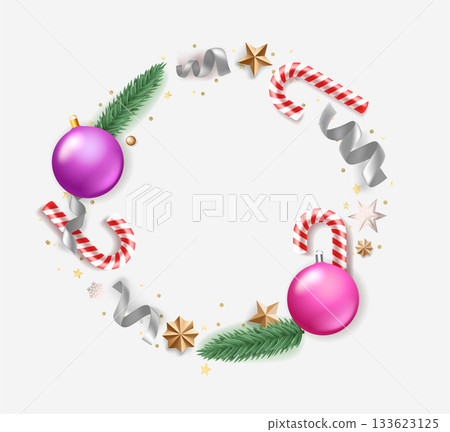 Christmas frame for greetings. 3d vector illustration 133623125