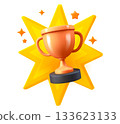 Bronze cup with explosion. 3d vector illustration 133623133