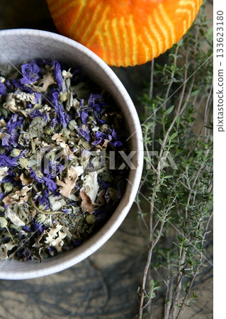 Rosemary and lavender with orange, natural plants Rosemary and lavender with orange, natural plants 133623180