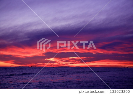 Red and blue sunrise in Mediterranean sea Red and blue sunrise in Mediterranean sea 133623200