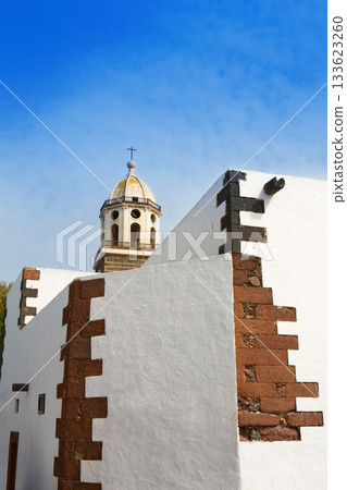 Lanzarote Teguise white village with church tower Lanzarote Teguise white village with church tower 133623260