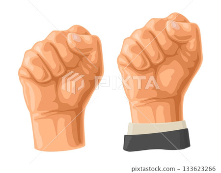 Hand with a clenched fist. Vector color icon Hand with a clenched fist. Vector color icon 133623266