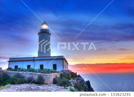 La Mola Cape Lighthouse Formentera at sunrise La Mola Cape Lighthouse Formentera at sunrise 133623291
