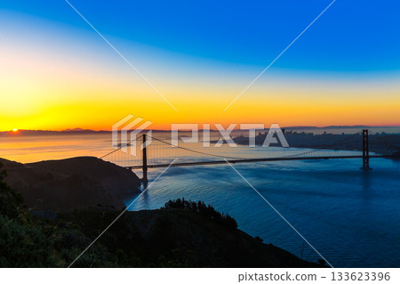 Golden Gate Bridge San Francisco sunrise California Golden Gate Bridge San Francisco sunrise California 133623396