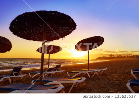 Almeria Cabo de Gata sunset in Retamar beach Almeria Cabo de Gata sunset in Retamar beach 133623537