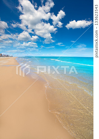 Gandia Beach sand in Mediterranean Sea of Spain 133623543