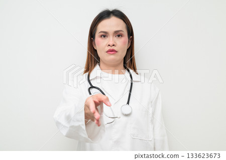 Handshake of Asian Healthcare Professional Doctor in White Coat Studio Portrait Handshake of Asian Healthcare Professional Doctor in White Coat Studio Portrait 133623673