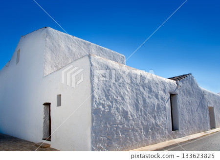 Ibiza Santa Agnes whitewashed houses 133623825