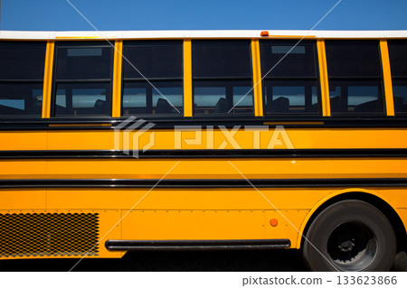 American typical school bus side view American typical school bus side view 133623866