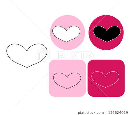 Red heart Icon Logotype Valentine's Day. Vector graphic line black and white illustration. Love symbol for web site logo, mobile app UI design. cosmetic, textile, cards. 133624019