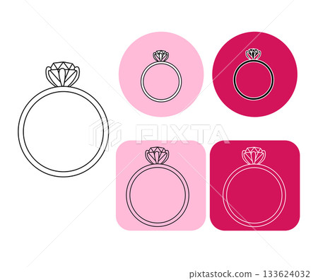 Diamond Ring Logotype Valentine's Day. Vector graphic line black and white illustration. design for fashion graphics, textile prints, fabrics, wallpapers. Diamond Ring Logotype Valentine's Day. Vector graphic line black and white illustration. design for fashion graphics, textile prints, fabrics, wallpapers. 133624032