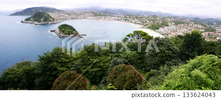 Bird view of San Sebanstian city and sea Bird view of San Sebanstian city and sea 133624043